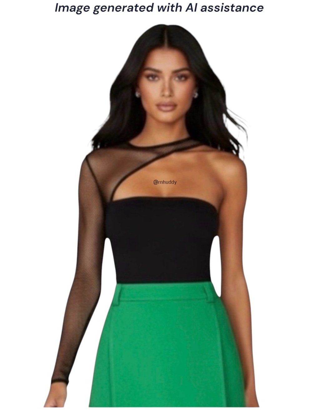 H:ours M black mesh one sleeve Jeffrey bodysuit